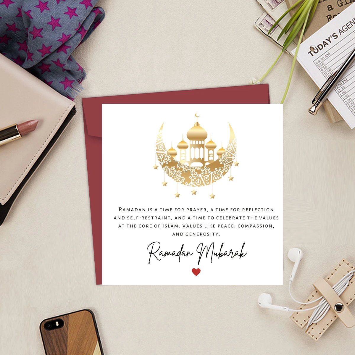1pc Ramadan Mubarak Greeting Card with Moon Design,Funny Creative Eid/Ramadan Greeting Card for Muslims,Family Ramadan 2025 Gift