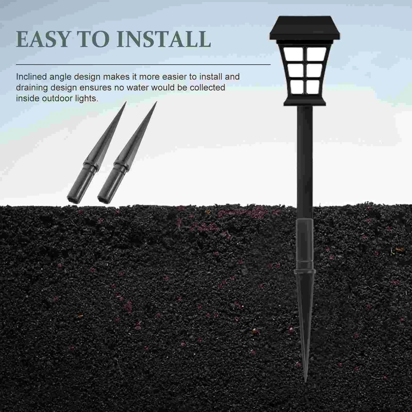 Garden and Lawn Lamp Stakes Land Solar Lights Replacement Ground Spike Candy Cane Path