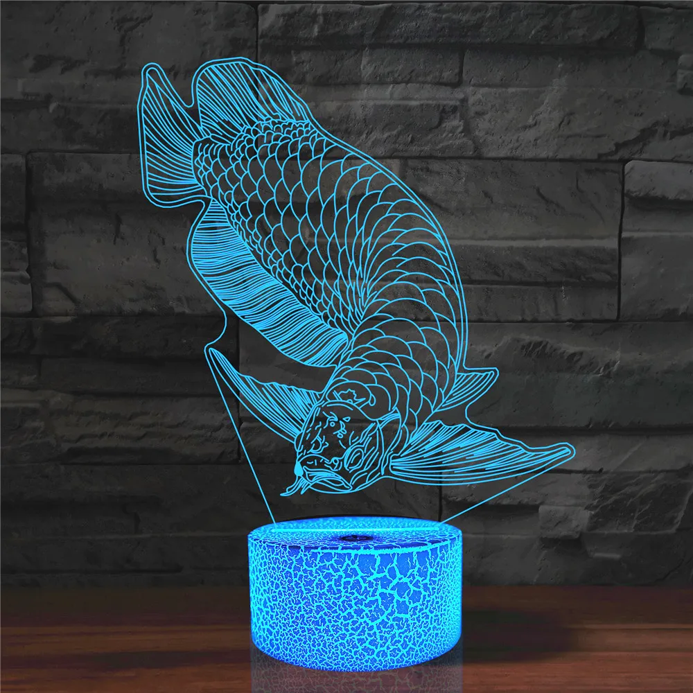 Nighdn 3D Acrylic Led Night Light Moon Fish Figure Nightlight for Kid Child Bedroom Sleep Lights Gift for Home Decor Table Lamps