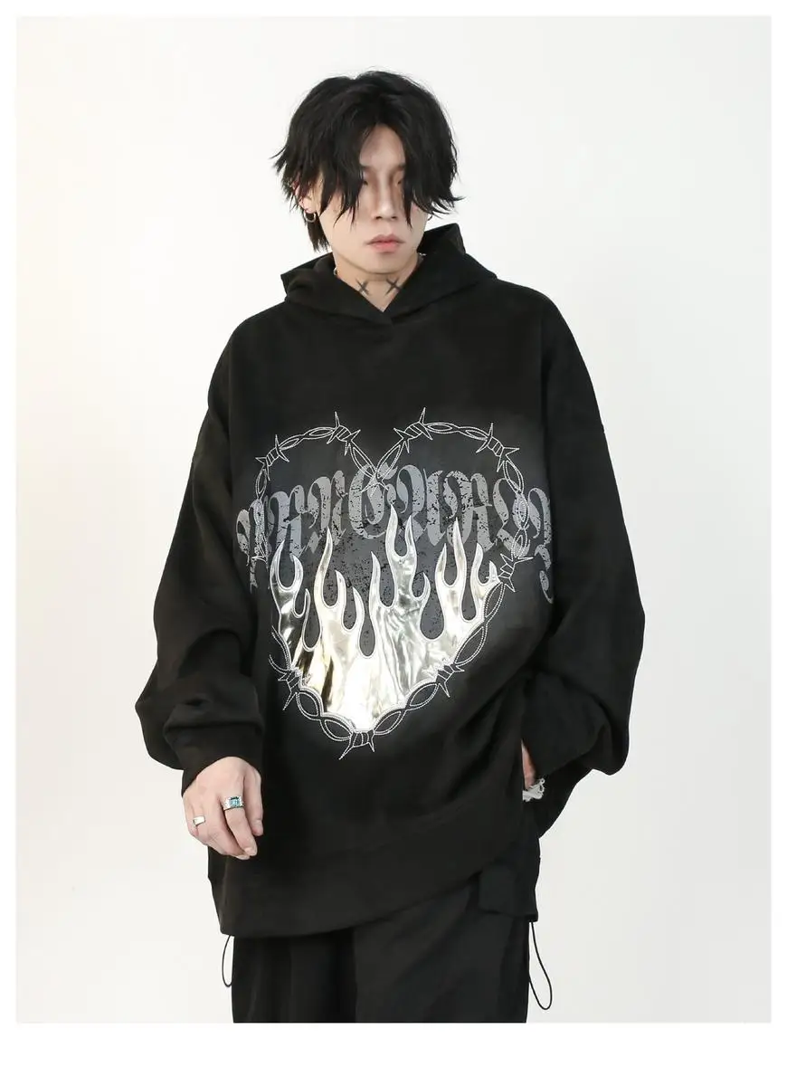 Y2K Harajuku Hoodies Besar Grafis Wanita Pullover Goth Musim Gugur Lengan Panjang Bertudung Kaus Pullover Jalan 2022 EMO