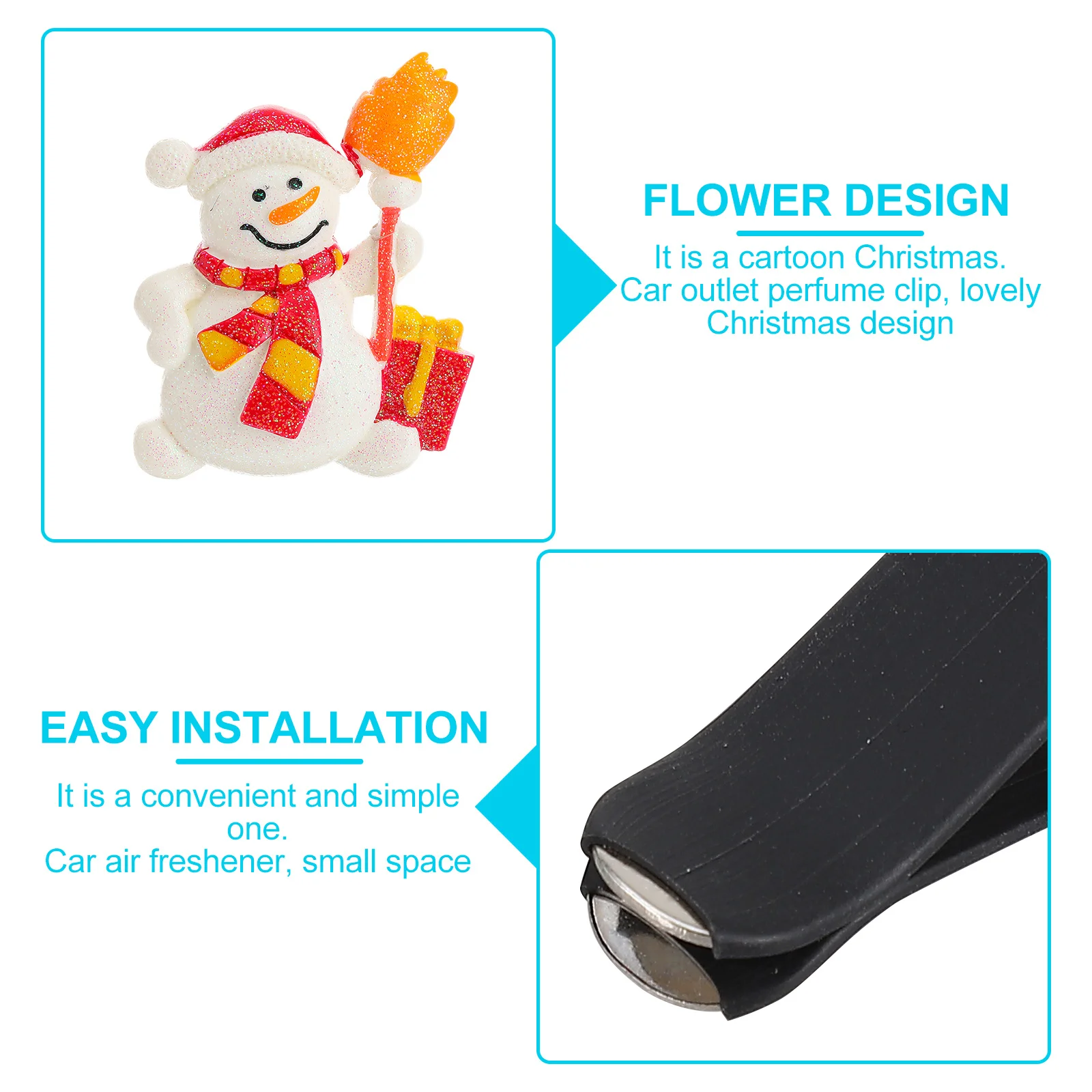 

Christmas Air Freshener Clip For Car Vent Auto Interior Aromatherapy Diffuser Snowman Shape Holiday Scented Oil Holder Car
