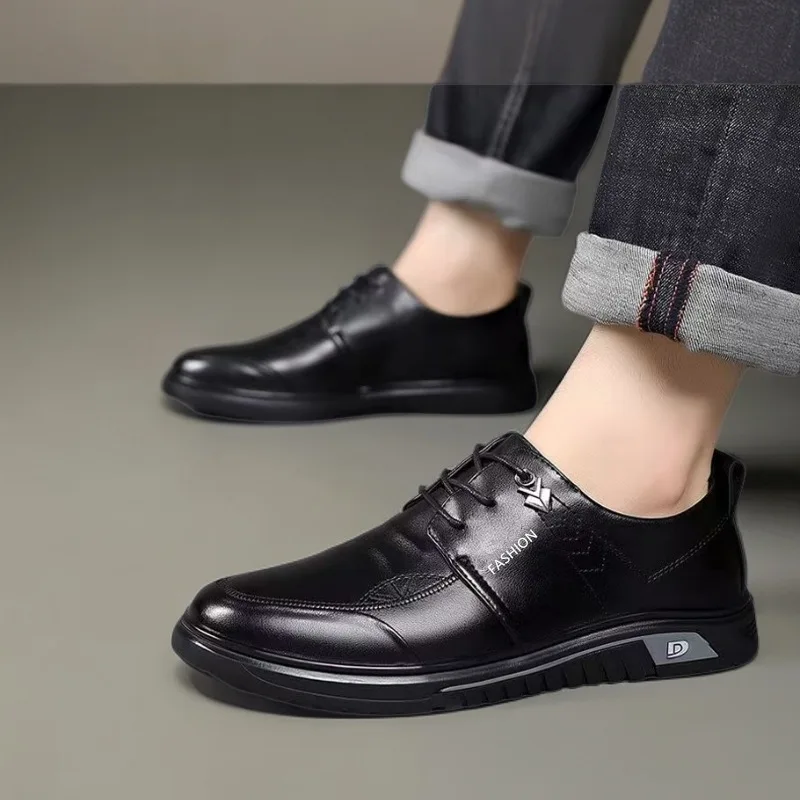 Nova altura crescente negócios casuais homens confortáveis sapatos de couro tendência versátil moda sapatos de couro sola macia superfície