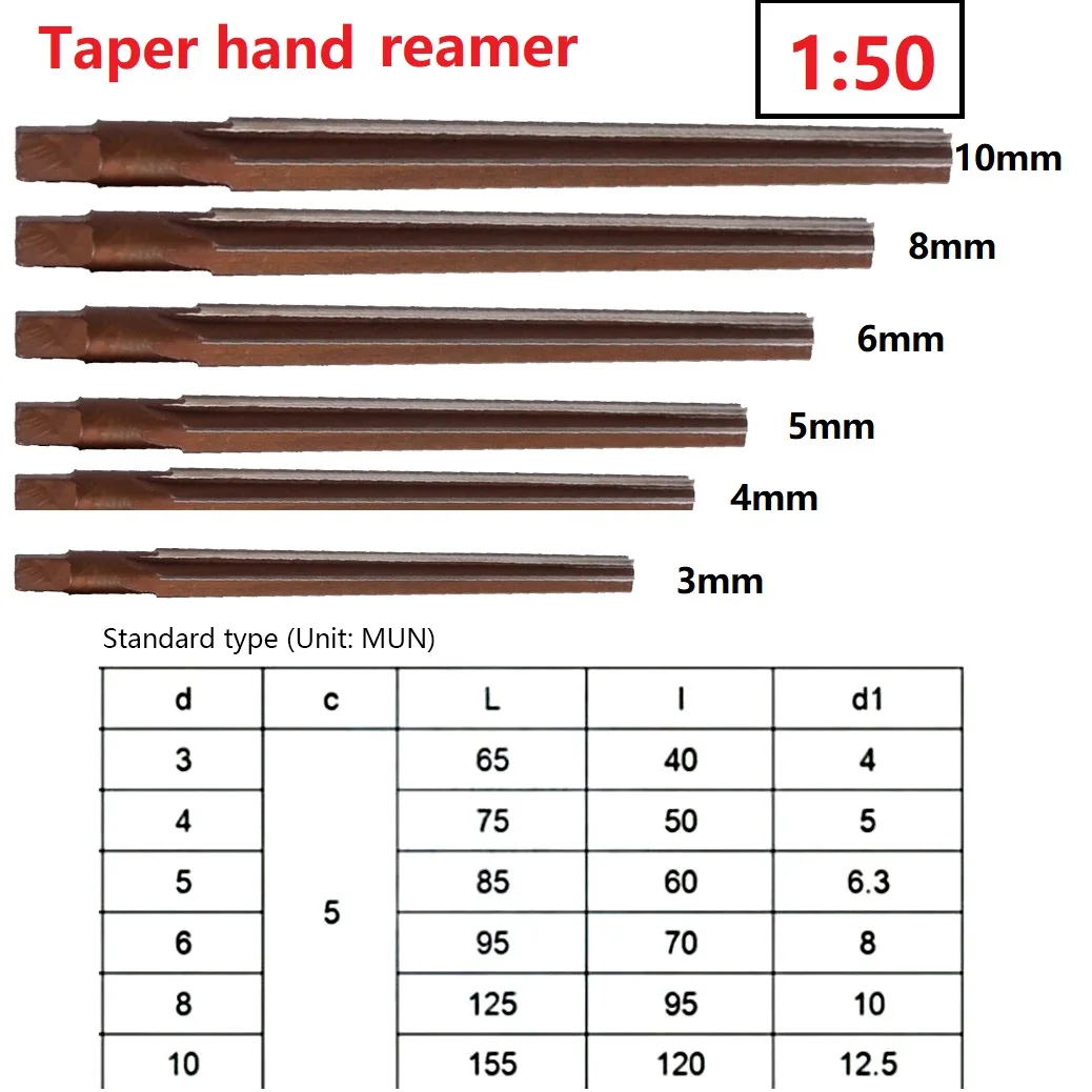 1:50 Taper Shank Hand Reamer 3/4/5/6/8/10mm Conical Degree Sharp Manual Pin For Taper Shank Machine Reamer CNC Tools