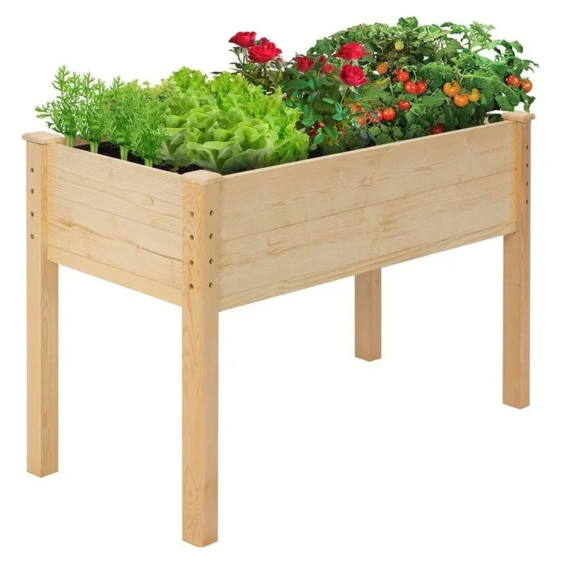 

Cama de jardín madera de abeto de 47 "x 22" x 30 ", resistente a la putredad, Patio trasero, flores cultivo