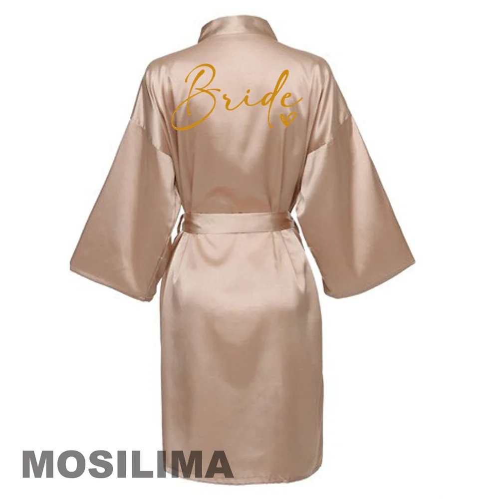 Bride Bridesmaid Wedding Robe Kimono Bathrobe Gown Nightgown Casual Satin Short Women Sexy Nightwear Sleepwear SP226