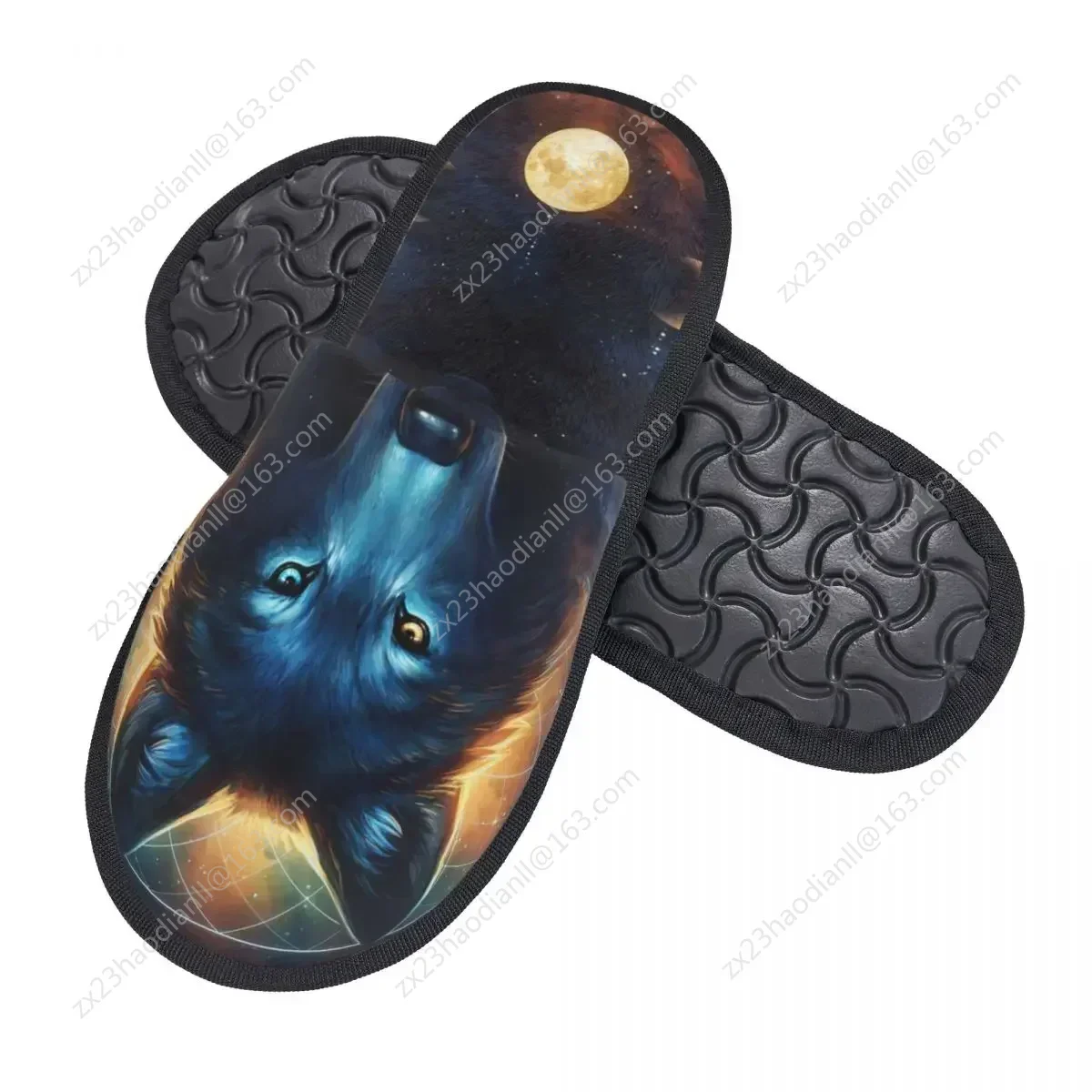 Winter Slipper Woman Man Fashion Fluffy Warm Slippers Lunar Wolf With Galaxy Space House Slippers Funny Shoes