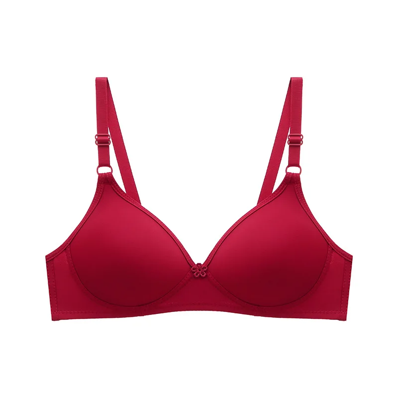 Solid Color Small Cups for Middle-aged and Elderly People, Two Breasted Bra Without Steel Ring, Mother\'s Underwear