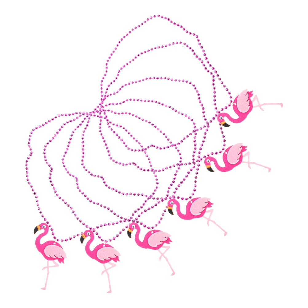 

6pcs Flamingo Felt Pendant Necklace Hawaiian Tropical Design Lightweight Handmade Vibrant Colors Party Beach Costume Jewelry