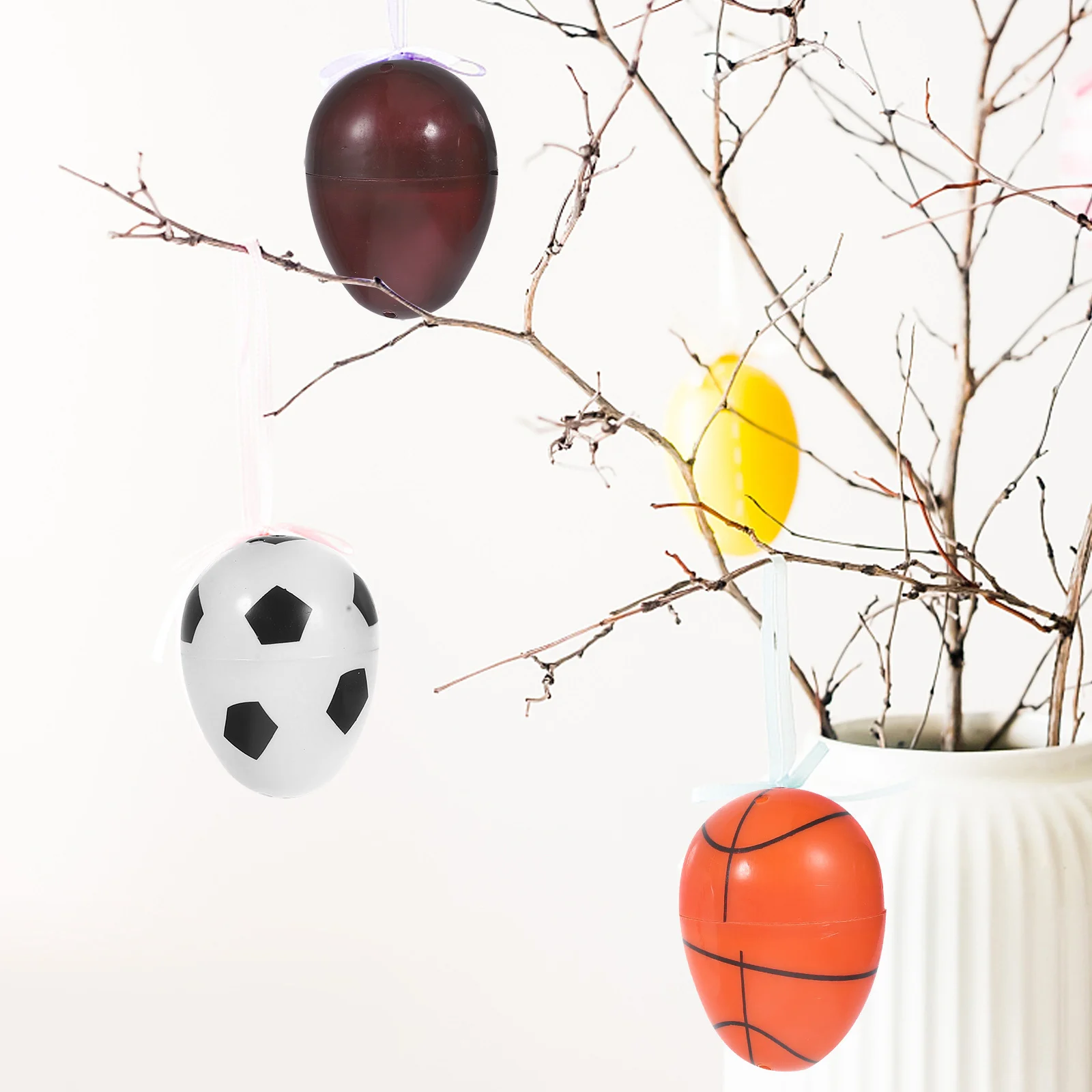 

12Pcs Sports Design Plastic Easter Eggs Fillable Empty Candy Boxes Easter Party Decoration Supplies Egg Shape Fillable Box