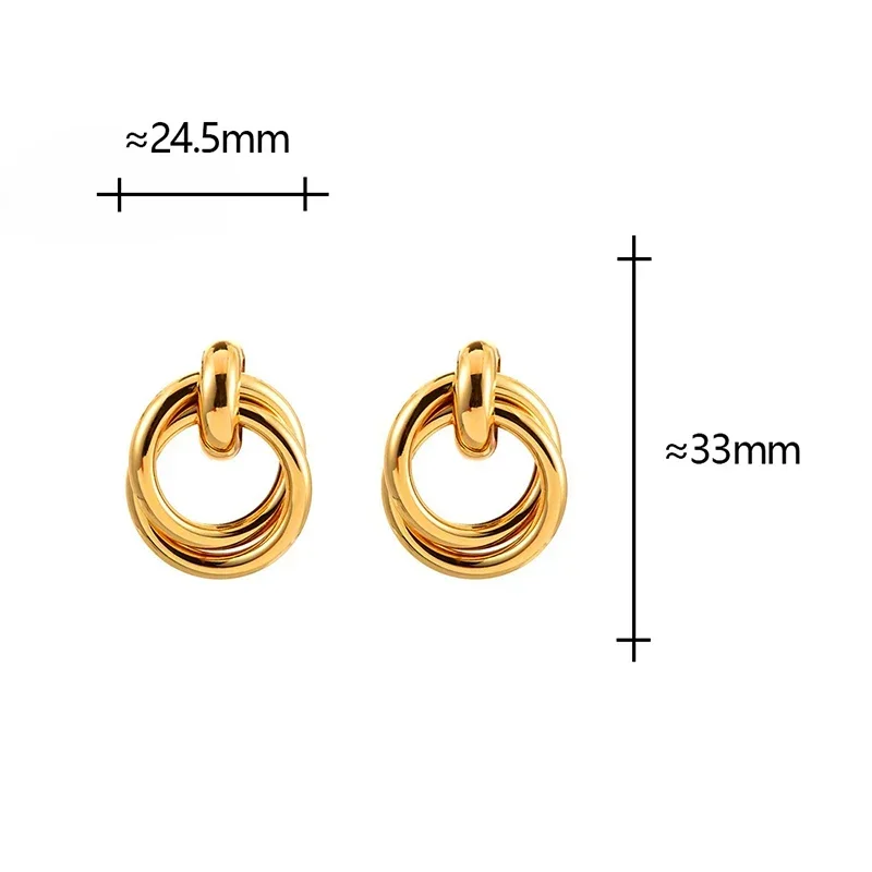 

Real 925 Sterling Silver 18K Gold Cross Round Stud Earrings for Women Minimalist Trendy Fine Jewelry Exaggerated Accessories