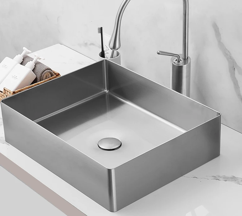 304 stainless steel square tabletop basin, hotel bathroom, wash basin, single basin bar