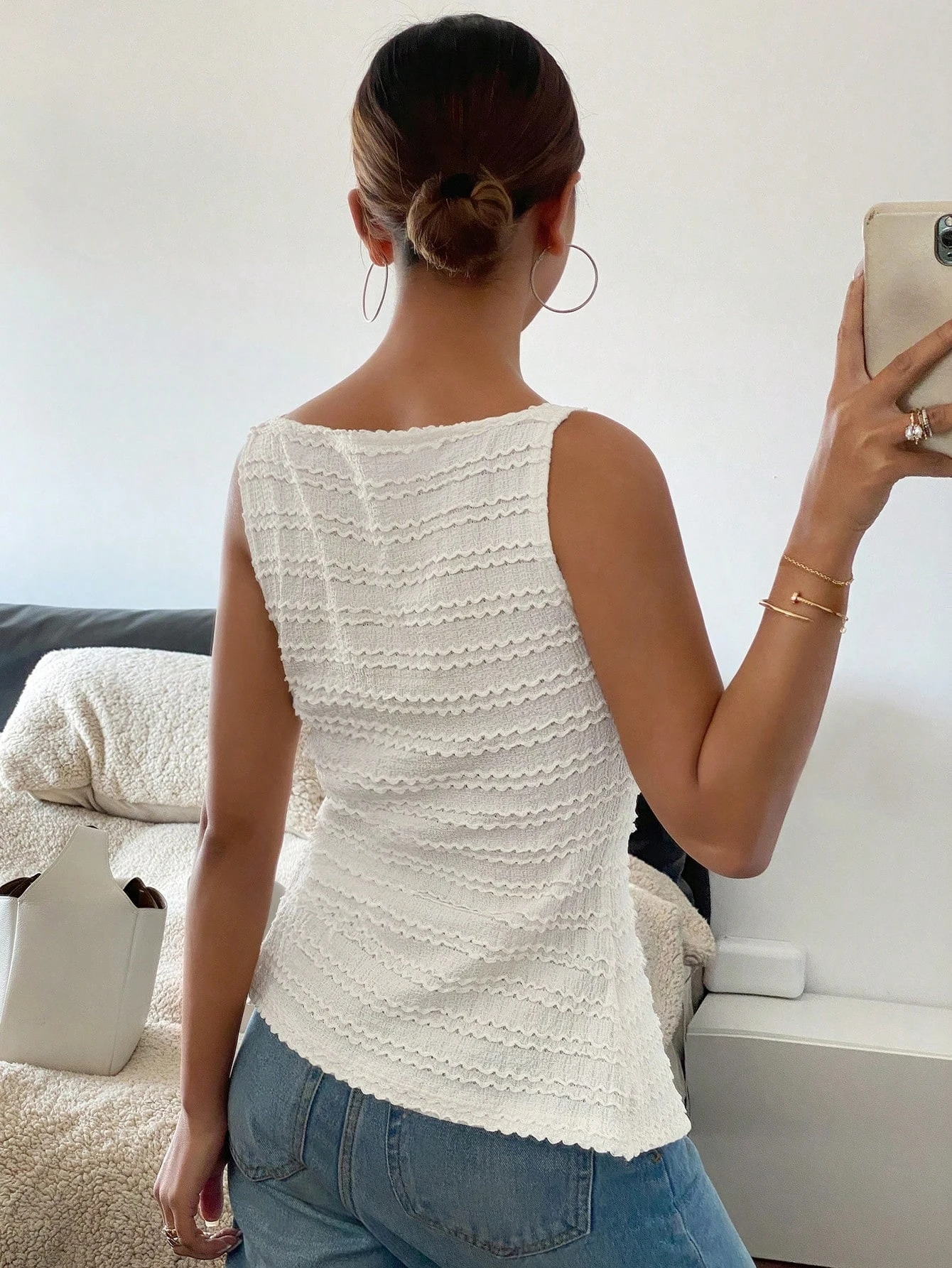 Loose Sleeveless Vest Casual Versatile Top Women's Fashionable Commute Style H-Shape Backless Summer Single Button Closure