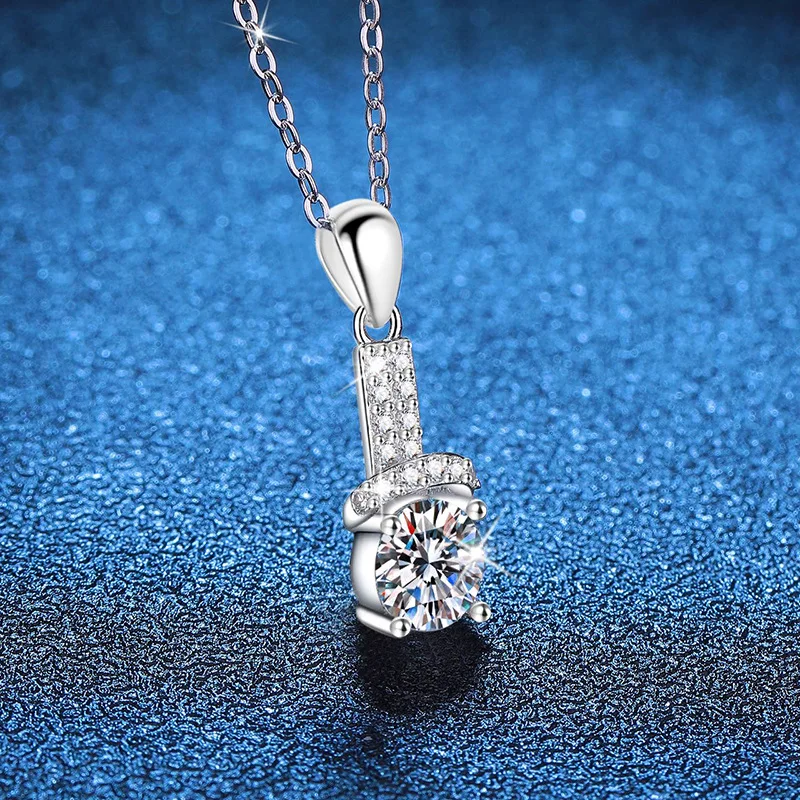 D Color Moissanite Necklace Women's Pendant Light Luxury Niche 1 Carat Moissanite Silver Necklace Women's Platinum PT950 Mark