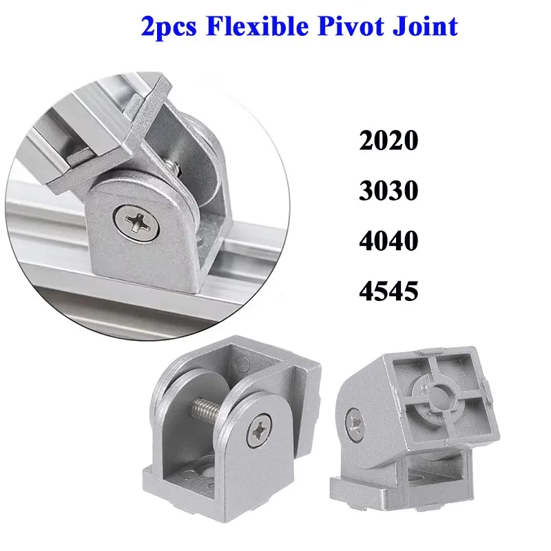 2Pcs/lot Zinc Alloy Flexible Pivot Joint Connector Aluminum Hinge For 20/30/40/45 Series Aluminum Extrusion Profiles 3D printers