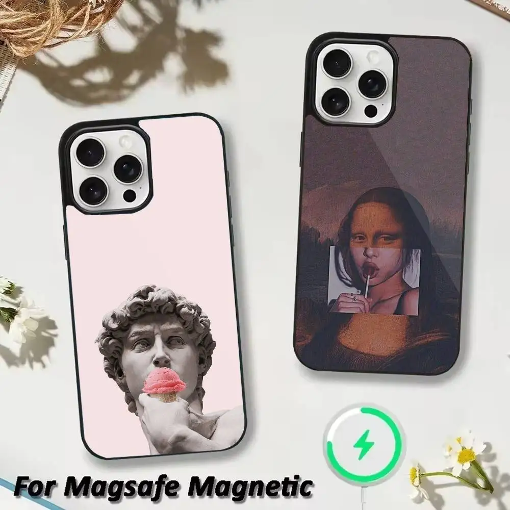 

Aesthetic David Mona Lisa Phone Case For iPhone 17,16,15,14,13,12,Plus,Pro,Max for Magsafe Magnetic Wireless Charging