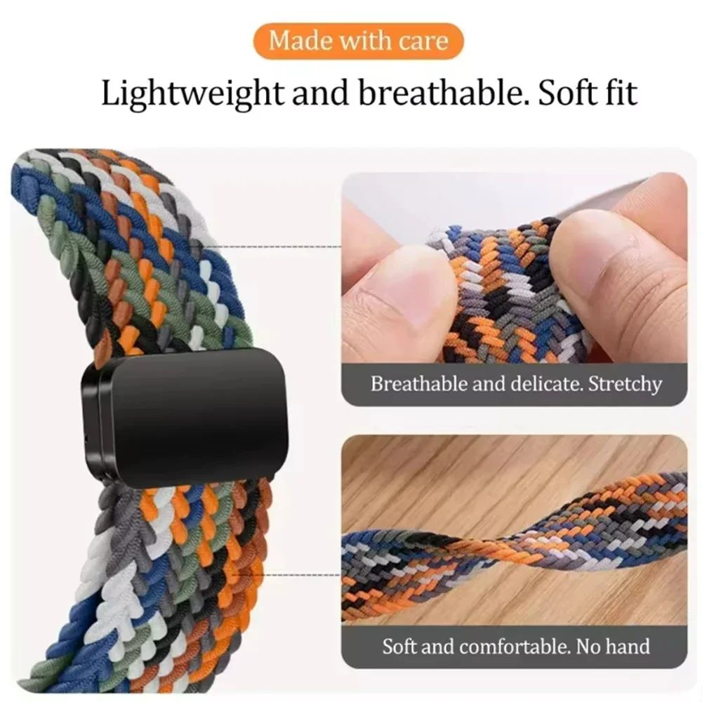 Pulseira de nylon de 20mm 22mm para garmin vivoactive 6 5 band forerunner 570 165 245 255 pulseira com fivela magnética para pulseira amazfit