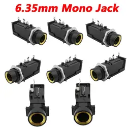 10Pcs/Lot 6.35mm Audio Jack Speaker Connector 1/4 Inch 6.35 Mono Female Socket PCB Panel Mount Microphone Chassis Audio Adapter