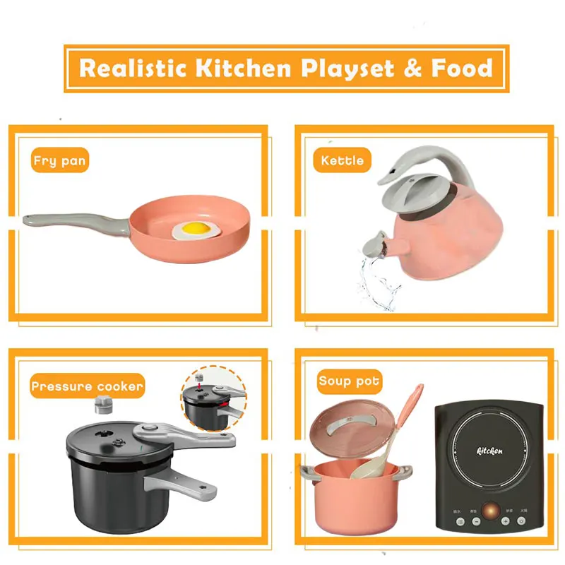 Toy Kitchen for Kids Cooking Utensils Children\'s Pretend Play Cutting Miniature Food Set Pot Pan Educational Unisex Novel Gift