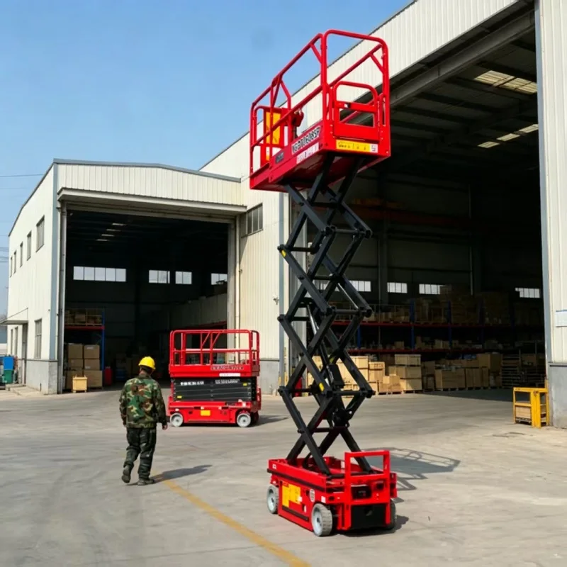 Construction Hydraulic Scissor Lift 6-14m Working Height CE Marked 500kg Load Self Moving Aerial Lifting Platform
