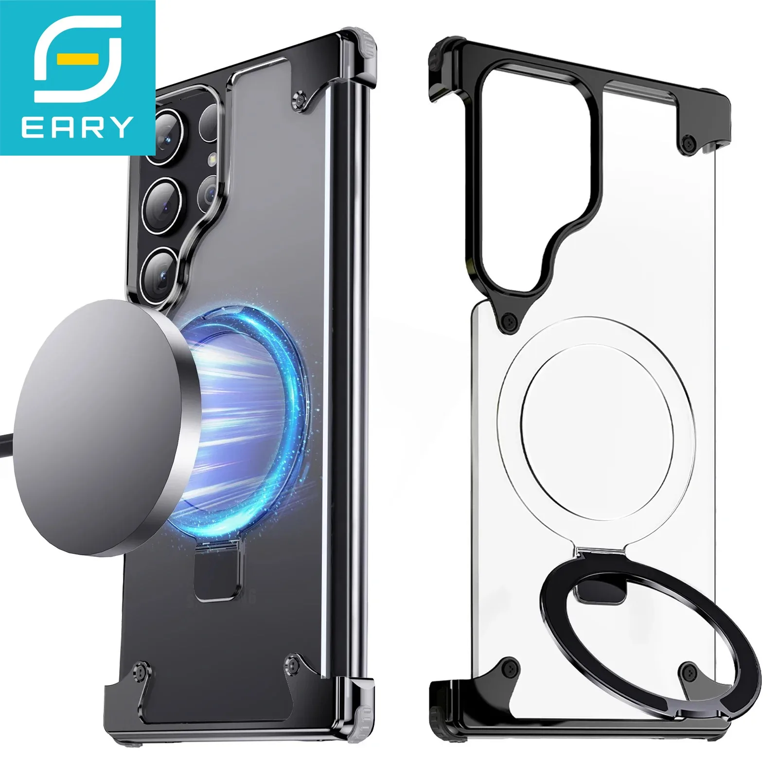 

Eary for Samsung Galaxy S24 S24+ Phone Case for Magsafe with Magnetic Stand Frameless Shell Shockproof Drop Protection S24 Cover