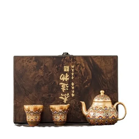 

Forbidden City Dunhuang merchandise gilt kung fu tea set souvenir