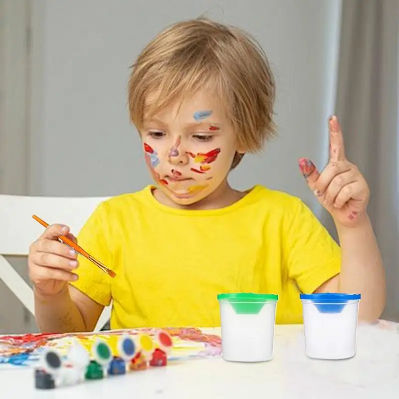 No Spill Paint Cups Children Multipurpose Paint Cups Kids Paint Brushes Portable Paint Cups For Art Class Home School