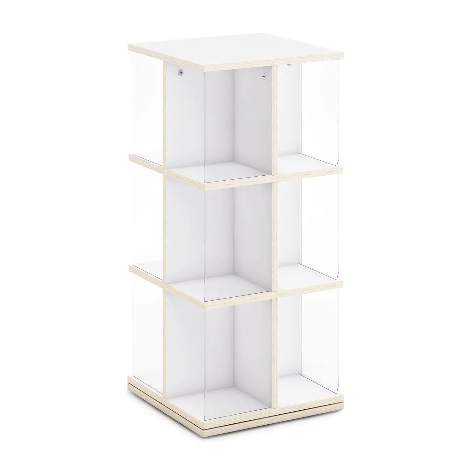 Rotating Kids Bookshelf 360 Spinning Plywood Organizer with Acrylic Windows Montessori Classroom Playroom Storage, Customized
