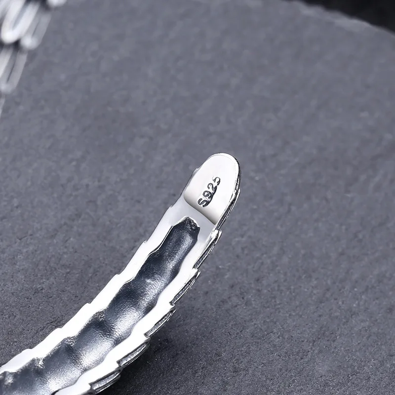 925 Sterling Scale Bracelet Men And Women, Adjustable Open Bangle, Bone Thai Silver Jewelry