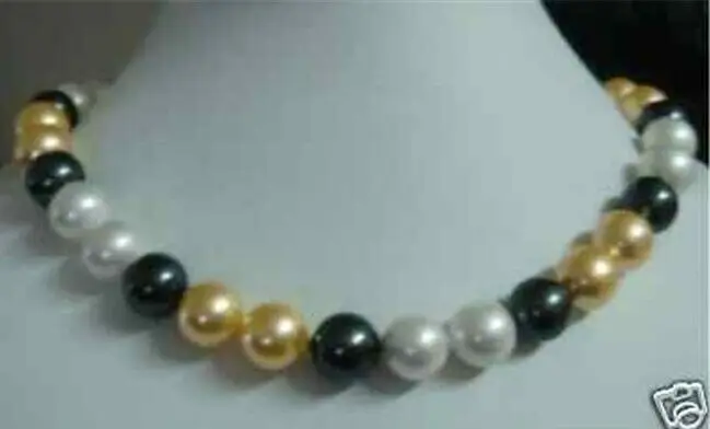 

18" AAA+ 9-10mm South Sea Natural Multicolor ROUND Pearl Necklace