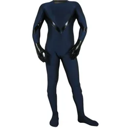 Navy blue&black color mens Cosplay Spandex Zentai Bodysuit Halloween jumpsuit Unisex Outfit Party Fancy Dress