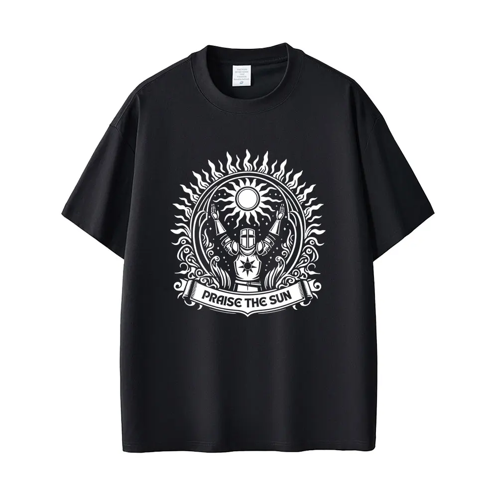 Dark Souls Praise The Sun T-shirt Men Women Fashion Gothic Rock T-shirts Men's 100% Cotton Vintage T Shirt Game Lovers Fans Gift