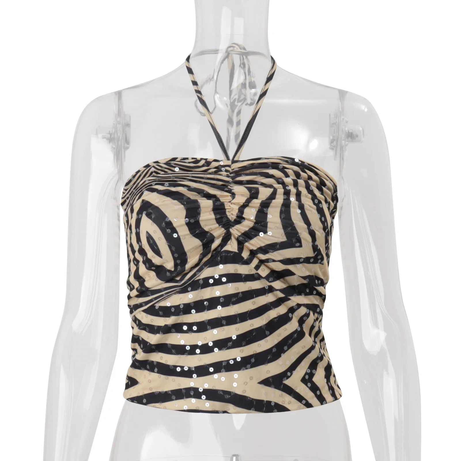 Europe et états-unis automne nouvelle mode tempérament sexy motif zèbre rétro col suspendu enveloppé dans un manteau.