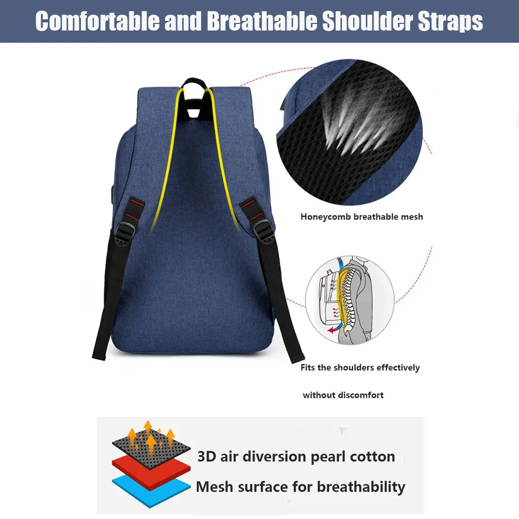 Men Fashion Backpack USB Charging Anti Splashing Anti Scratch Durable Multi Layered Split Travel Business Leisure School Bags