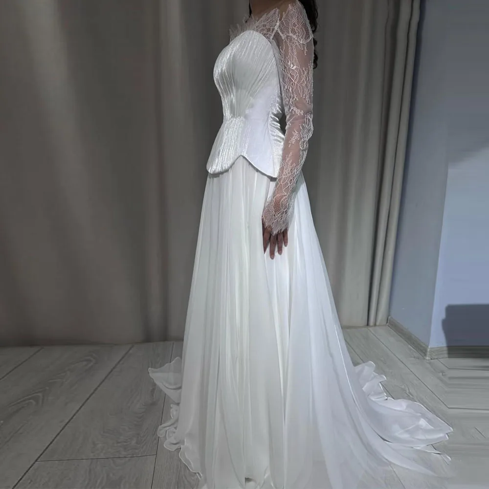 Vestidos de Novia Personalizados de Encaje para Mujer, Corte A, Escote Corazón, Hombros Descubiertos, Estilo Princesa, Espalda Descubierta, Vestidos para Bodas Mujer Invitada