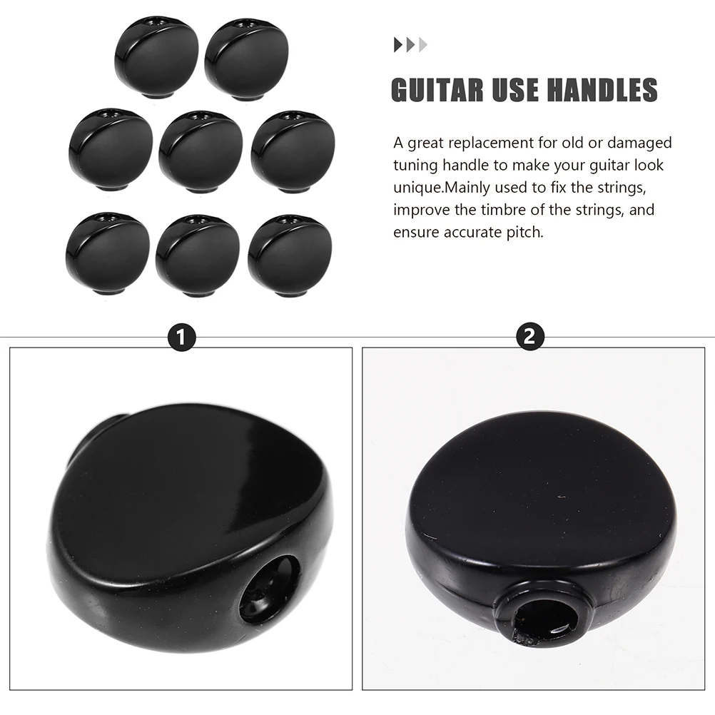 

8 Pcs Guitar String Head Knob Handle Sling Acoustic Pegs Bridge Pins Bass Tuning Tuner Knobs Black