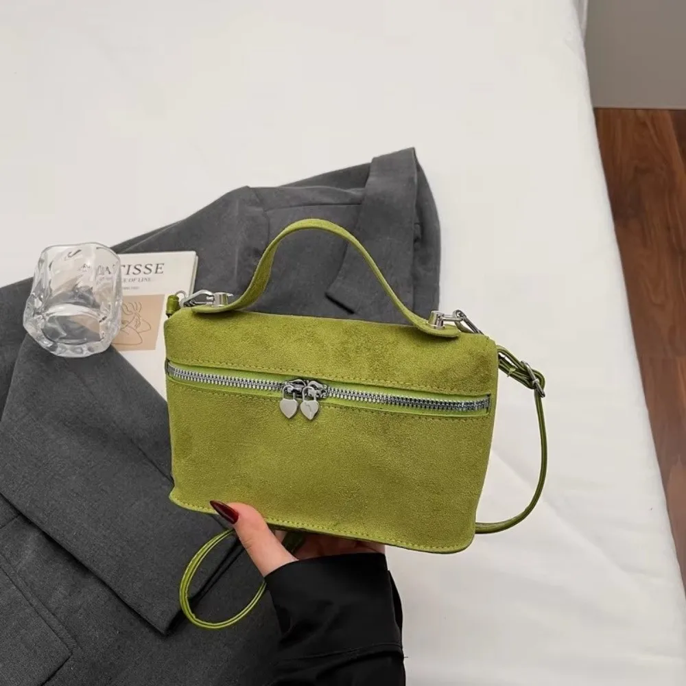 Casual Autumn Winter Matte Crossbody Bag Textured Suede Shoulder Bag Box Design Pure Color Evening Bags Women Handle Bag