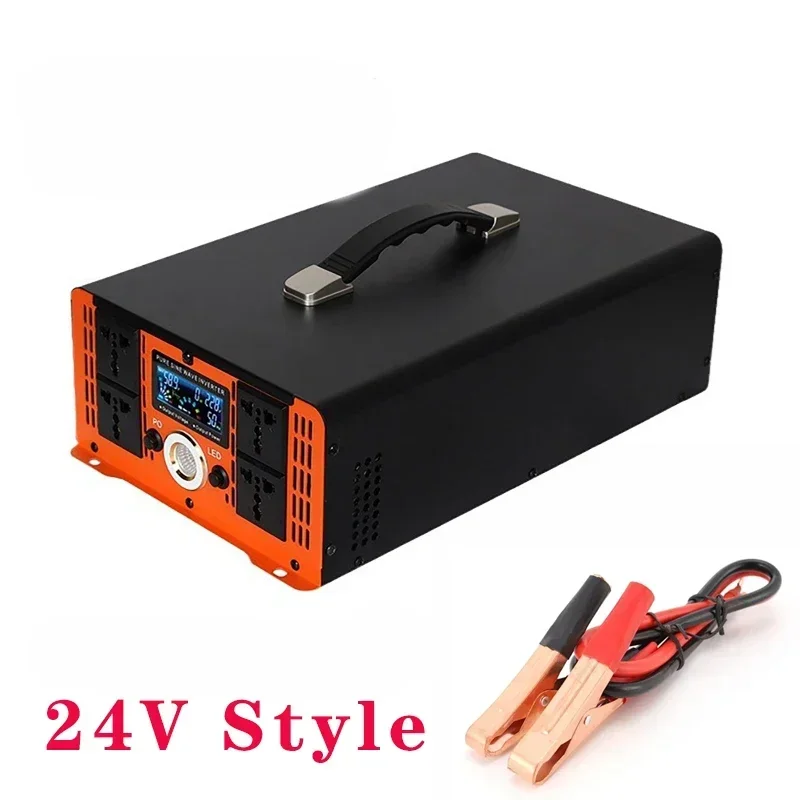 6000W Pure Sine Wave Inverter--12V/24V/48V/60V/72V/96V Converter for Home, RV and Off-Grid Solar Systems+2 AC Outlet & LED Light