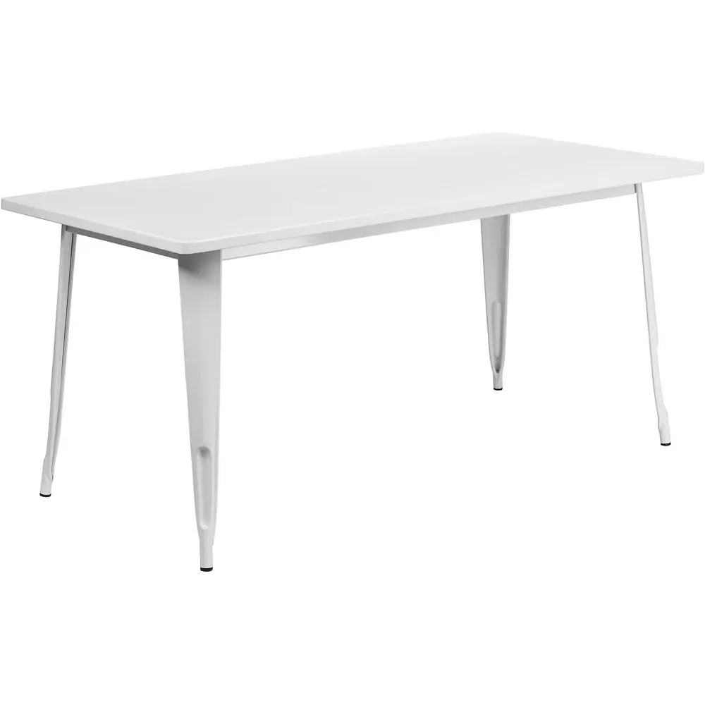 

31.5 x 63 Commercial-Grade White Metal Indoor-Outdoor Rectangular Table