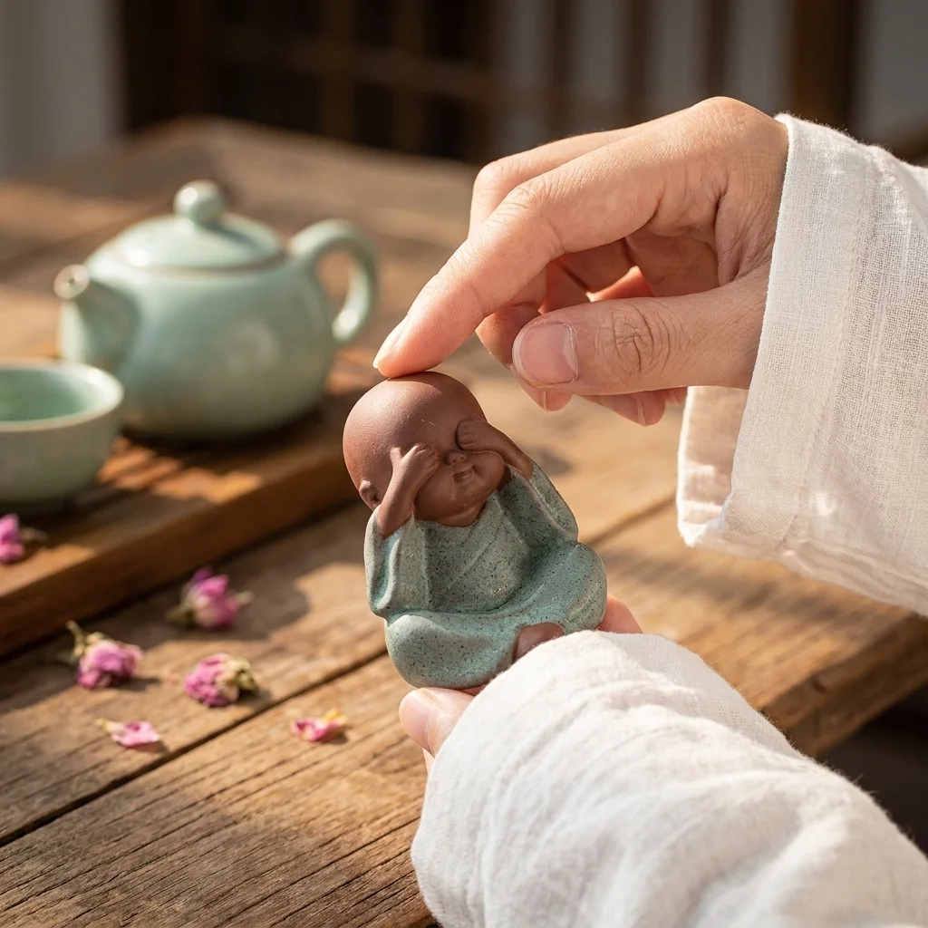 Purple Sand Four No Monk Tea Pet Zen Little Sand Monk Statue Home Teahouse Decor