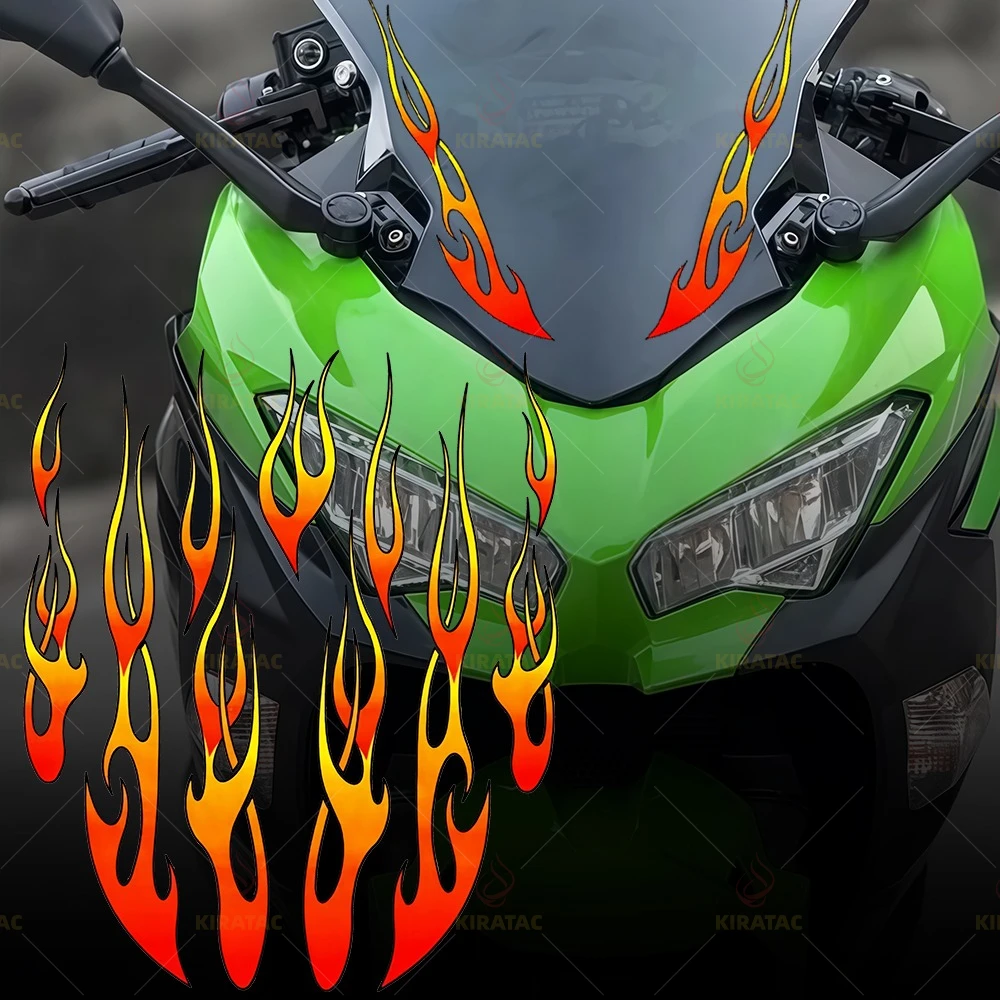 1Set Cool Flame Motorcycle Sticker,Waterproof Vinyl for Helmet,Fairing,Tank,Windshield,Car Universal Decor