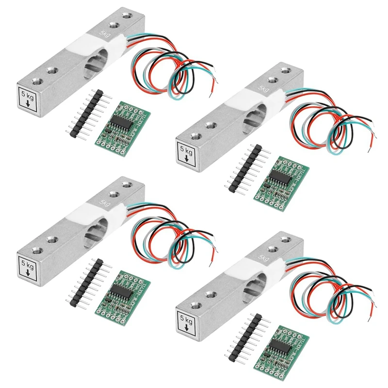 Digital Load Cell Weight Sensor,4Sets 5KG Load Cell HX711 AD Weighit Amplifier Module Pressure Sensor Ar Duino Load Cell