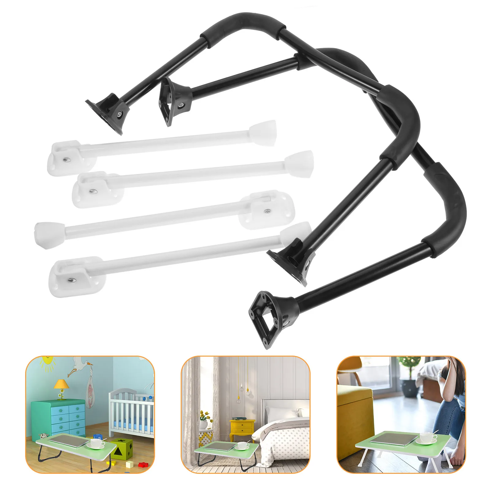 

1 set 1 Set Of Foldable Table U Shape Metal Legs For Bedside Kitchen Bench Diy Stand Bracket Furniture Legs Black Iron Abs