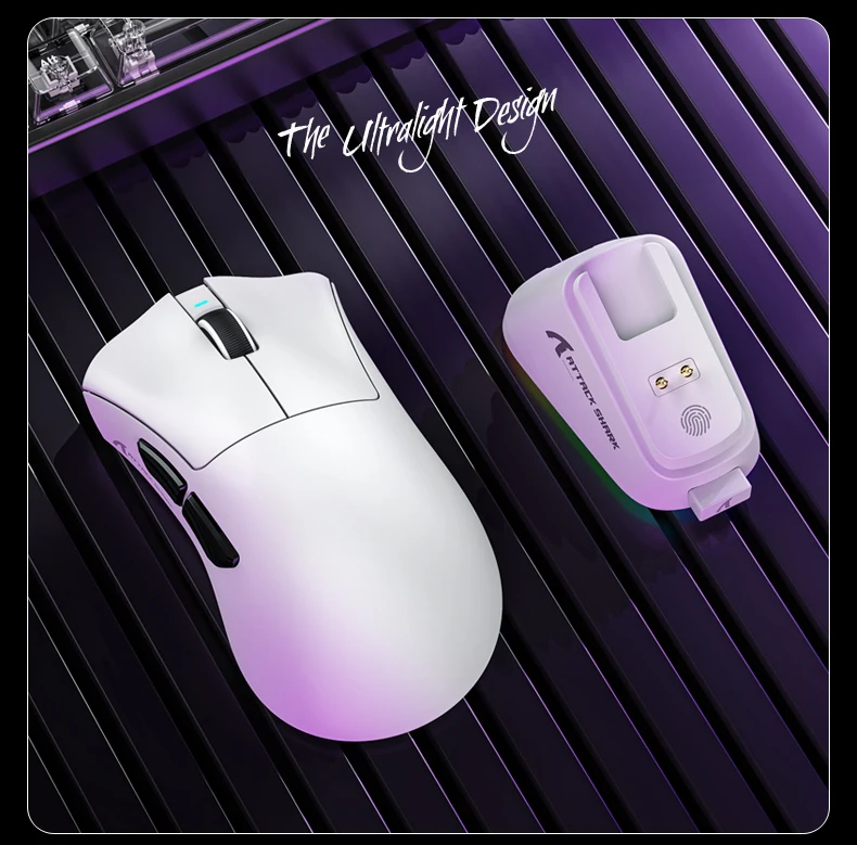 

ATTACK SHARK V3Pro Gaming Wireless Mouse Tri-Mode 2.4G/BT/Wired PAW3311 25000DPI 65g Lightweight Magnetic RGB Charging Dock