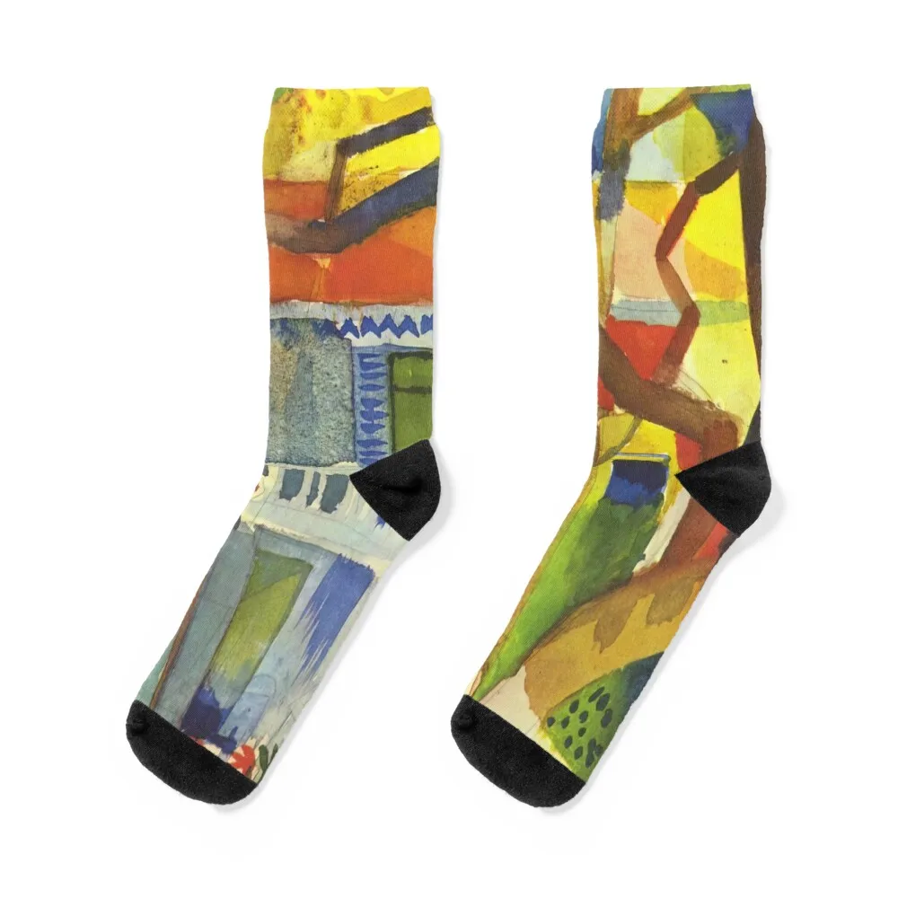 

August Macke 1 Socks bright garter with print new in's sports and leisure Socks Ladies Men's