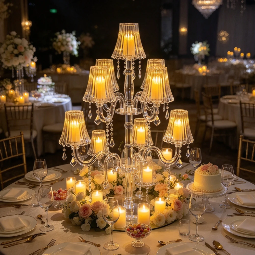 5pcs/10pcs new  Luxury Crystal Acrylic Flower Rack Wedding Party lead road candleholder Centerpiece Props for Table Decorations
