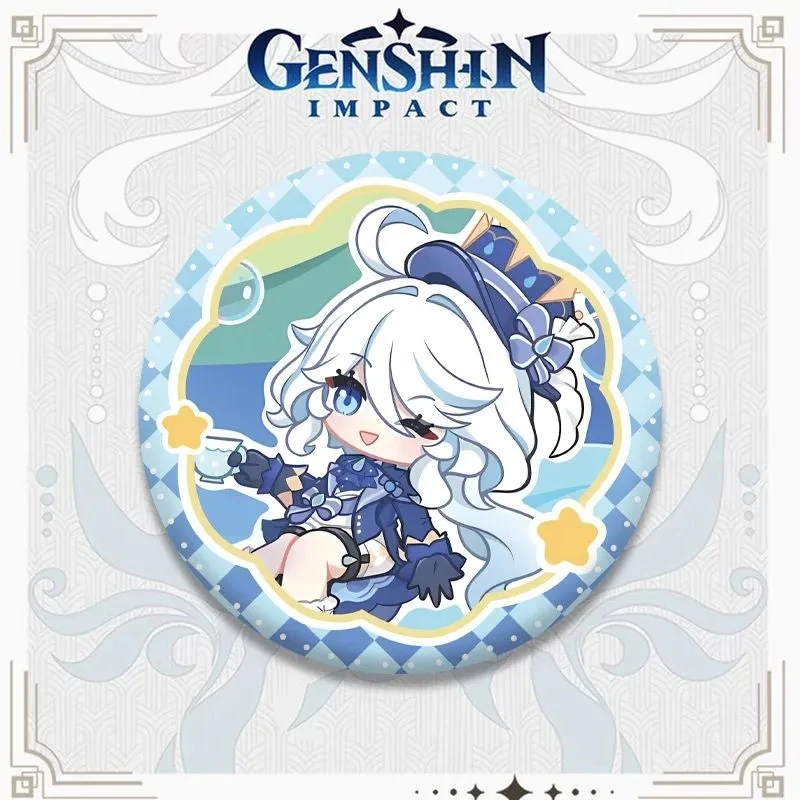 Game Genshin Impact Focalors Beelzebul Zhongli Cosplay Brooch Metal Badge Jewelry Corsage Pins Accessories Costume Bag Ornament