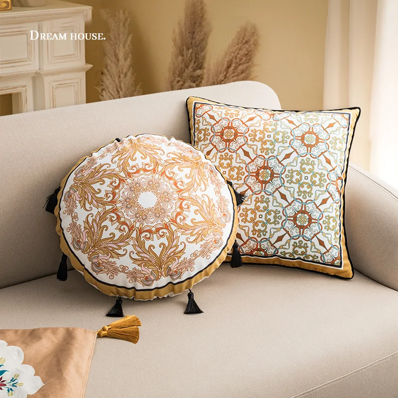 Pillow Case Print Retro Light Luxury Style Cushion Pillow Cover Home Bedroom Sofa Decoration 45*45 Fashion Soft Fabric Mashup