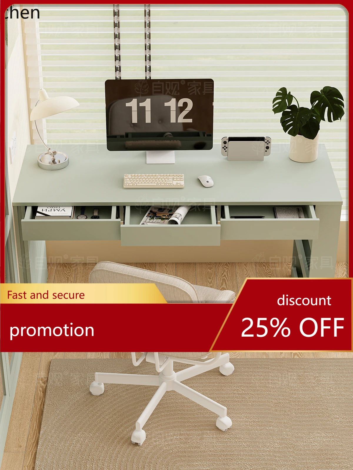 

ZML Computer Desk Bedroom Home Two-in-One Desk Small Bedside Workbench Table with Drawer