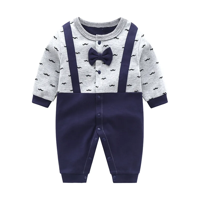 New Baby Boys 100% Cotton Formal Romper Clothes Toddler Kids Gentleman Outfit One-Piece Clothing Handsome Jumpsuit Party Suit