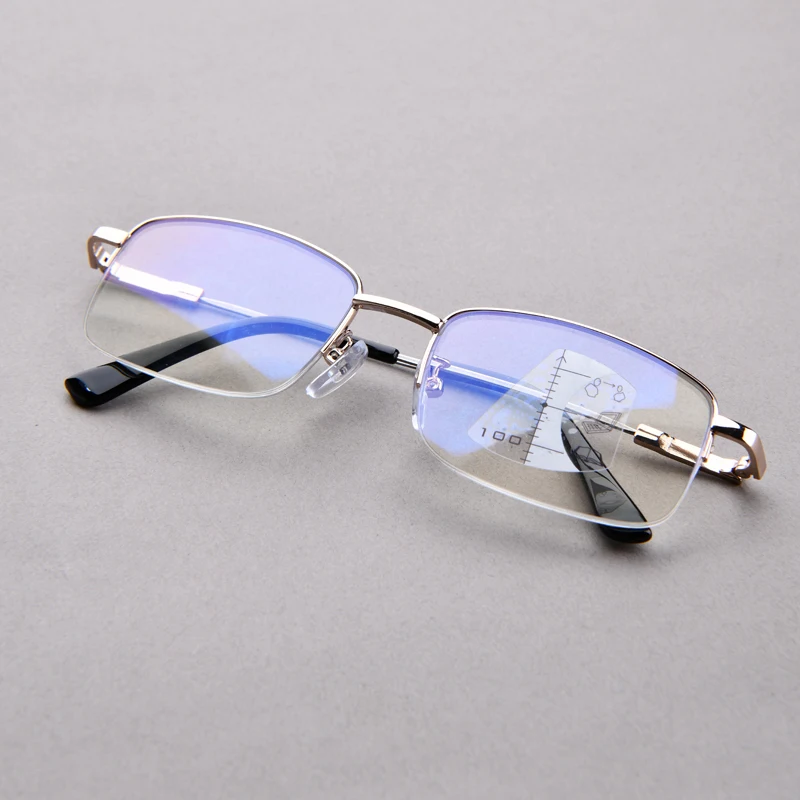 3-in-1 progressive multifokale Lesebrille für Herren, Halbrahmen-Brille, leicht weit und nah aussehen, +1,0 bis +4,0 – Detail 4